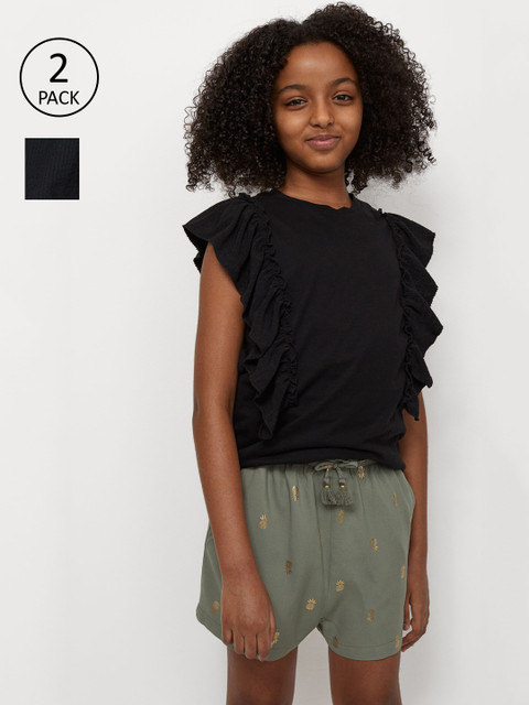 

H&M Girls Green & Black 2-Pack Shorts