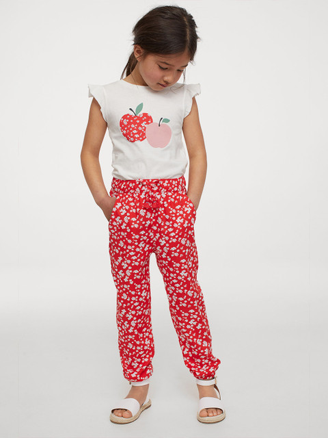 

H&M Girls 2-Piece Red & White Printed Cotton Set