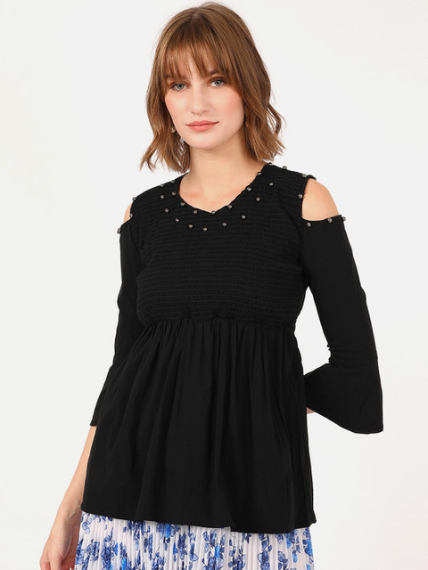 

V2 Value & Variety Black Solid Empire Top