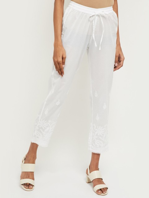 

max Women White Regular Fit Solid Peg Trousers