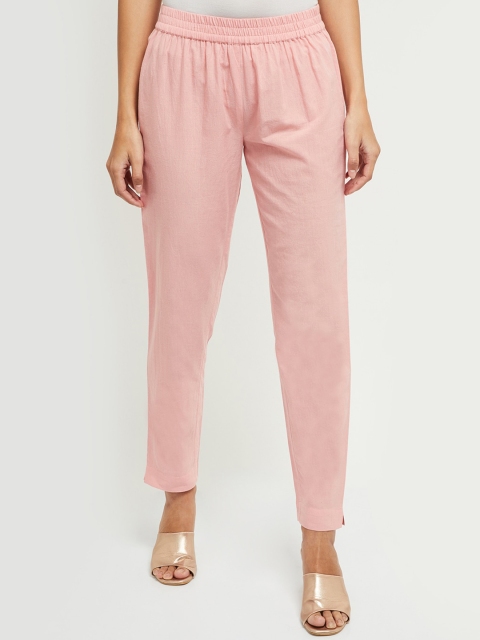 

max Women Pink Regular Fit Solid Peg Trousers