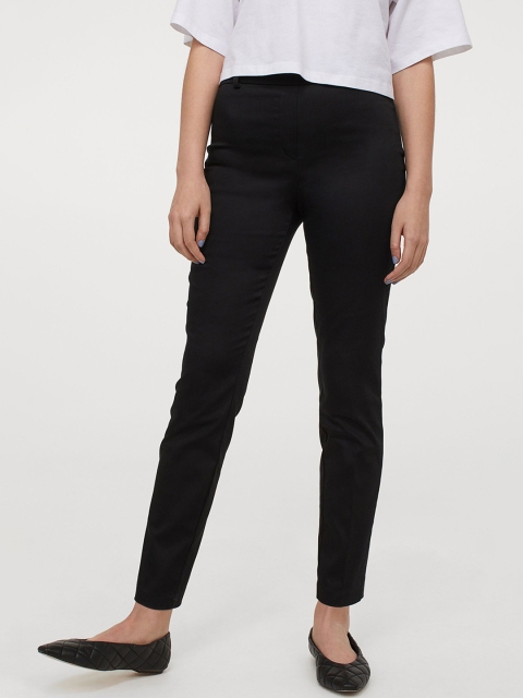 

H&M Women Black Crease-Leg Trousers