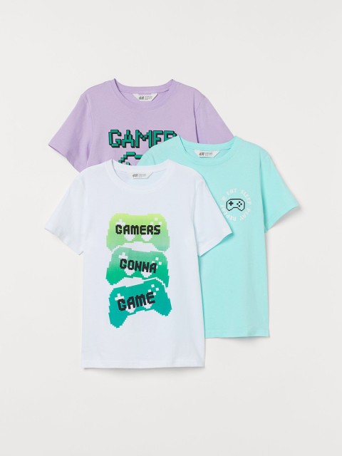 

H&M Boys 3-Pack Printed T-shirts, White