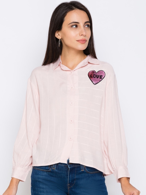 

Globus Women Pink Regular Fit Solid Casual Shirt