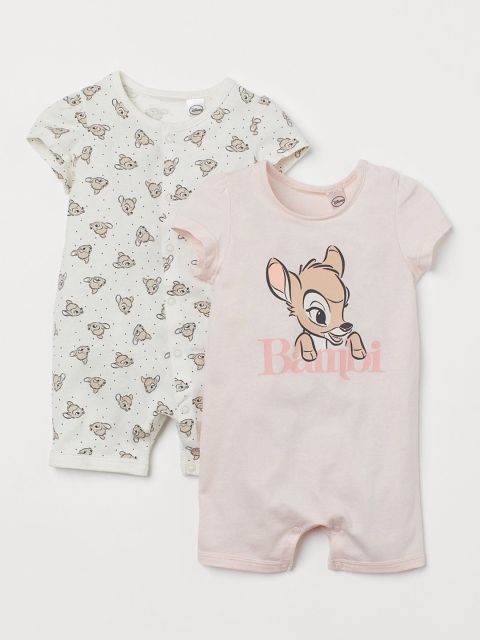 

H&M Kids 2 Pack Cotton Rompers, White