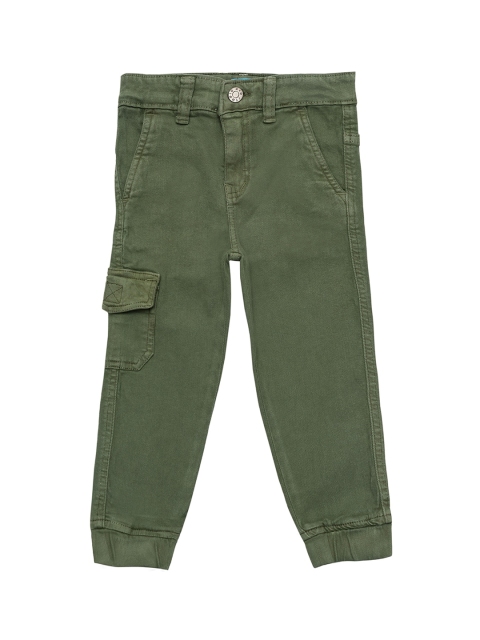 

Kid Studio Boys Olive Green Relaxed Regular Fit Solid Joggers