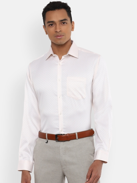 

Van Heusen Men White & Beige Regular Fit Self Design Formal Shirt