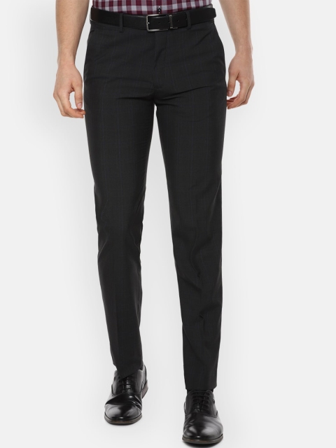 Van Heusen Men Black Slim Fit Solid Formal Trousers