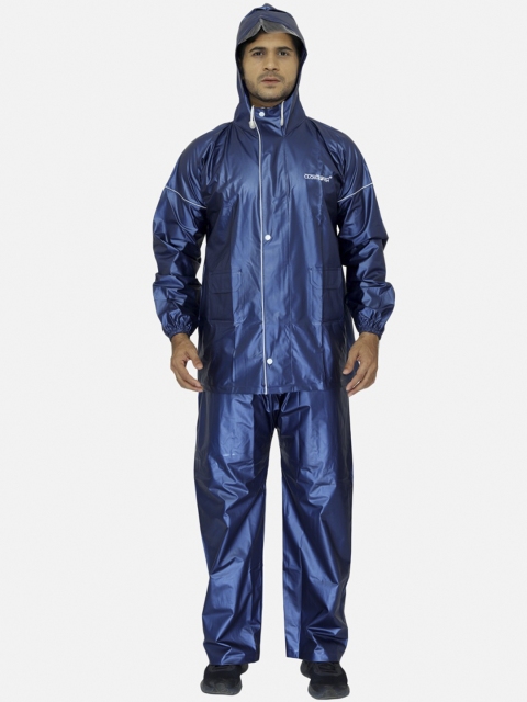

THE CLOWNFISH Men Blue Solid Hooded Rain Suit