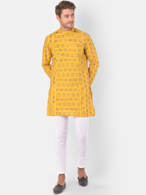 

LAMAAYA Men Yellow Kurta and Churidar Set