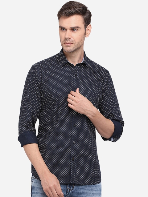 

Greenfibre Men Navy Blue & White Slim Fit Printed Casual Shirt