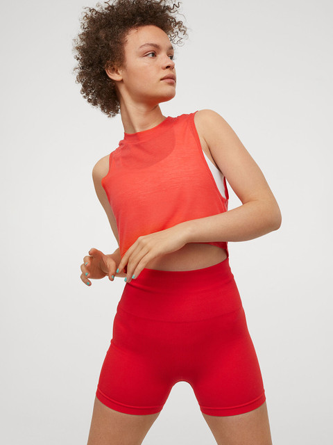 

H&M Women Red Solid Cropped Sports Top