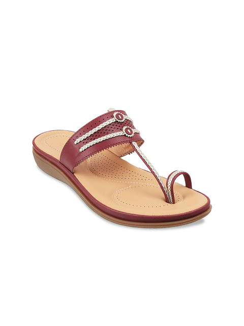 

Metro Women Maroon & White Embellished Sandals