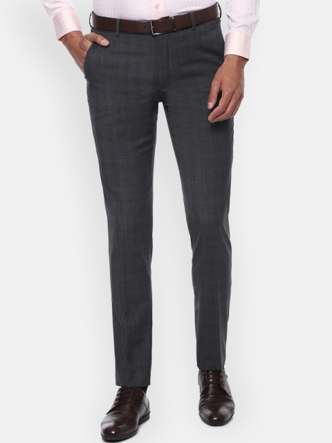 

Van Heusen Men Grey Slim Fit Checked Formal Trousers