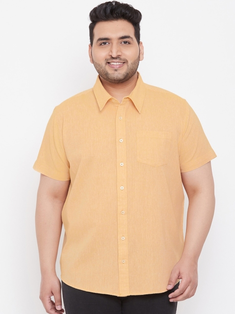 

bigbanana Men Yellow Regular Fit Solid Casual Shirt