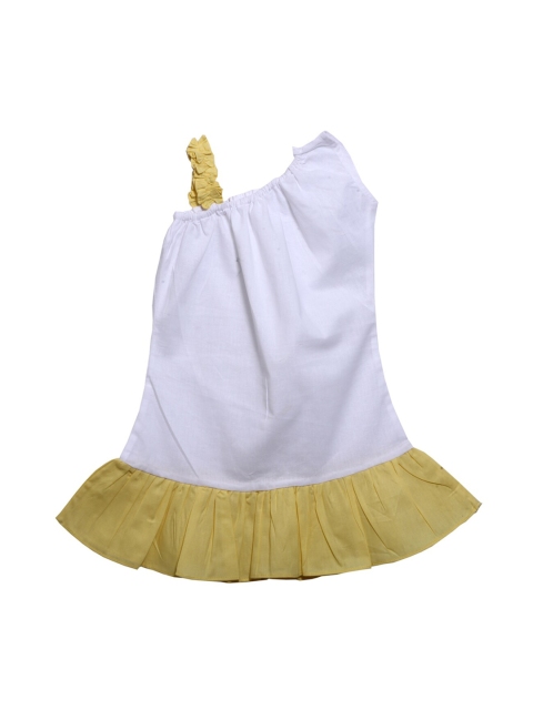 

Mish Organic Girls White Colorblocked Organic Cotton Fit and Flare Dress