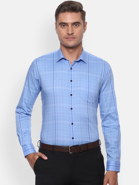 

Van Heusen Men Blue & White Slim Fit Checked Formal Shirt