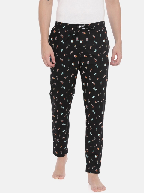 

Bushirt Men Black & Red Cocktail Print Pure Cotton Lounge Pants