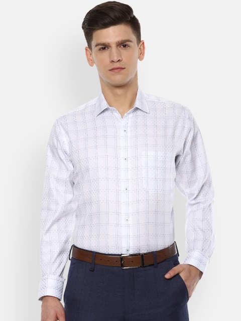 

Van Heusen Men White & Blue Regular Fit Checked Formal Shirt
