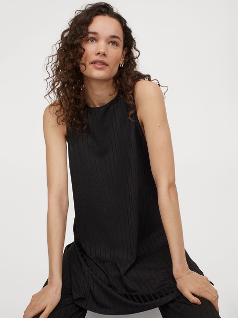

H&M Women Black Ribbed Vest Top