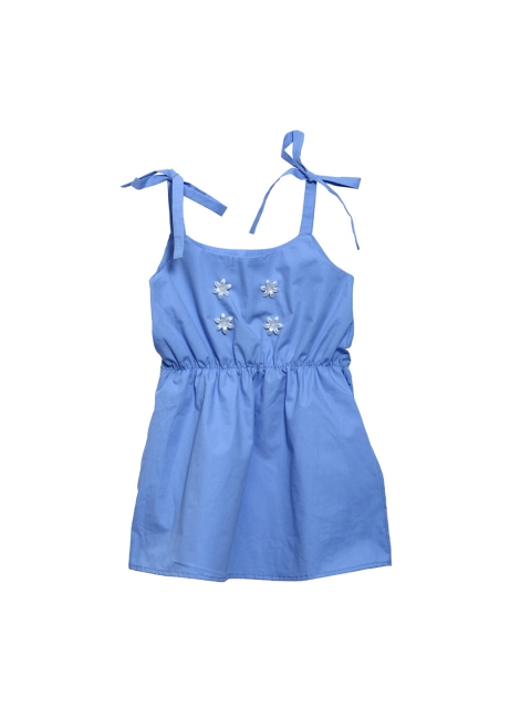 

Mish Organic Girls Blue Self Design Floral Organic Cotton Fit and Flare Dress
