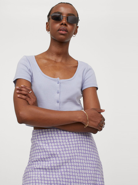 

H&M Women Purple Cropped Top