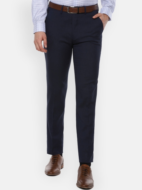 

Van Heusen Men Navy Blue Slim Fit Solid Formal Trousers