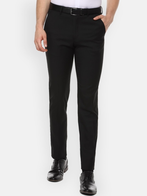 

Van Heusen Men Black Slim Fit Solid Formal Trousers