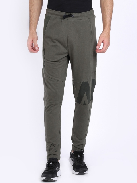

ANTHEM Men Olive Green Printed Detail Slim Fit Track Pants