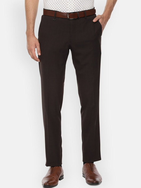 

Van Heusen Men Brown Slim Fit Checked Formal Trousers