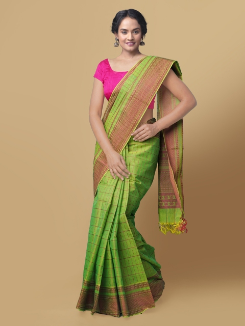 

Unnati Silks Green Pure Cotton Woven Design Mysore Silk Saree
