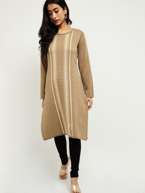 

max Women Beige & Off White Kurta