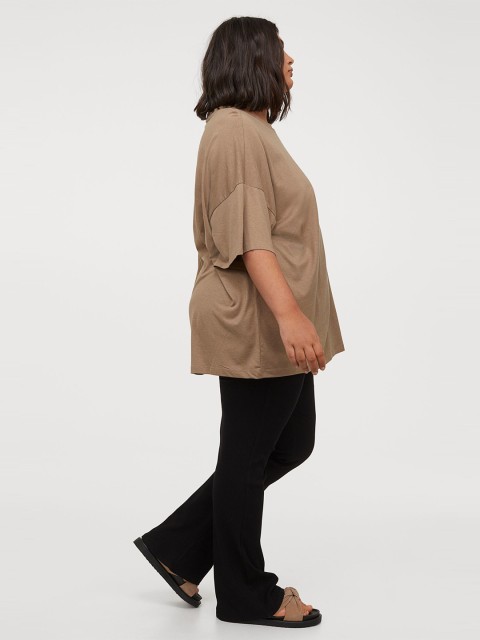 

H&M Plus Women Beige Modal-Blend T-shirt