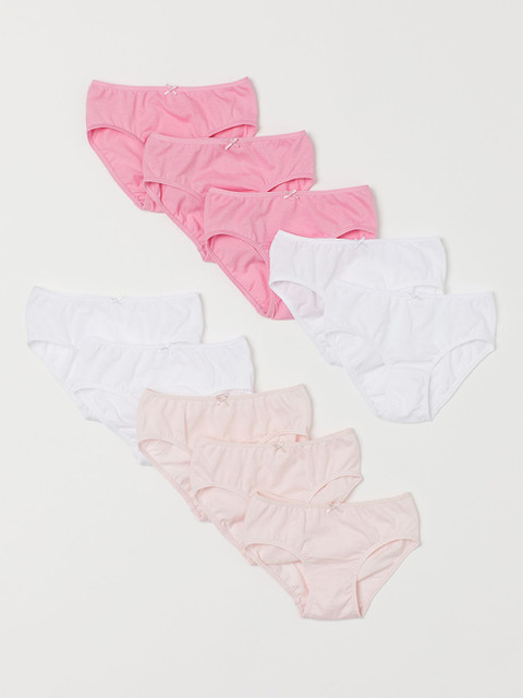 

H&M Girls 10-Pack Solid Jersey Briefs, White