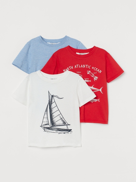 

H&M Boys 3-Pack Cotton T-shirts, White