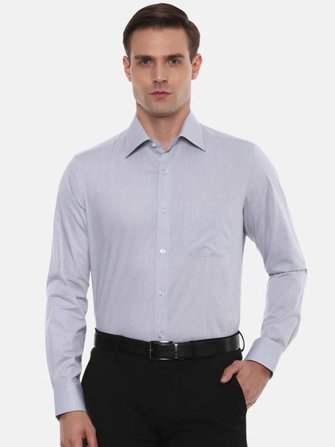 

Louis Philippe Men Grey Regular Fit Checked Casual Shirt