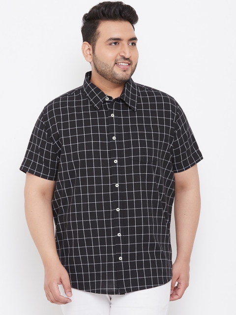 

bigbanana Men Black & White Regular Fit Checked Casual Shirt