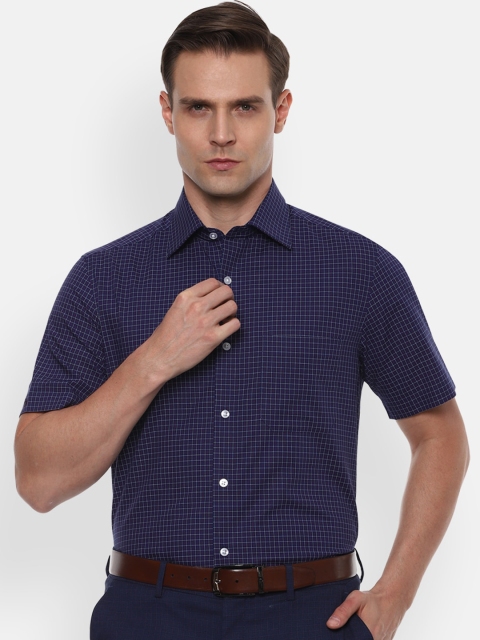 

Louis Philippe Men Navy Blue Regular Fit Checked Casual Shirt