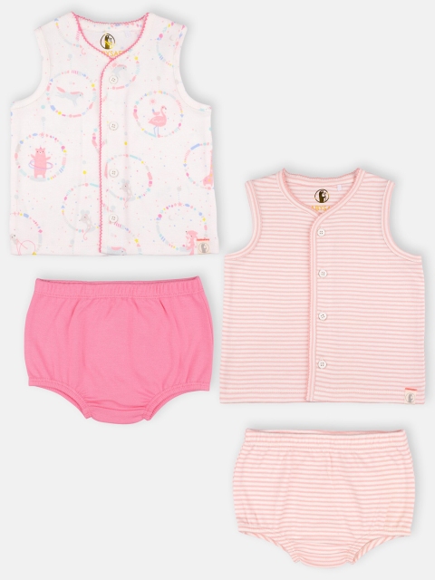 

Babysafe Girls Pack Of 2 White & Pink Striped Shirts with Shorts