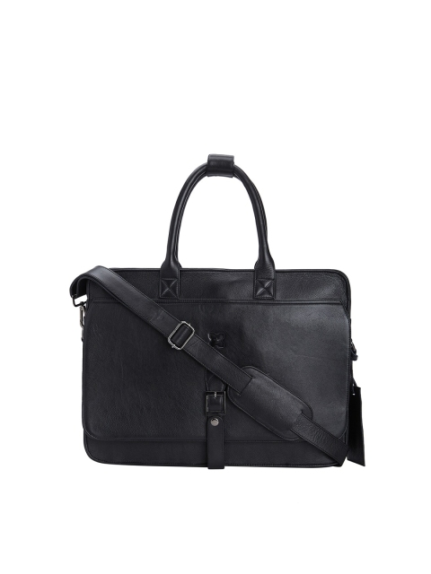 

MERECER MELHOR Unisex Black Solid 16 Inch Leather Laptop Bag