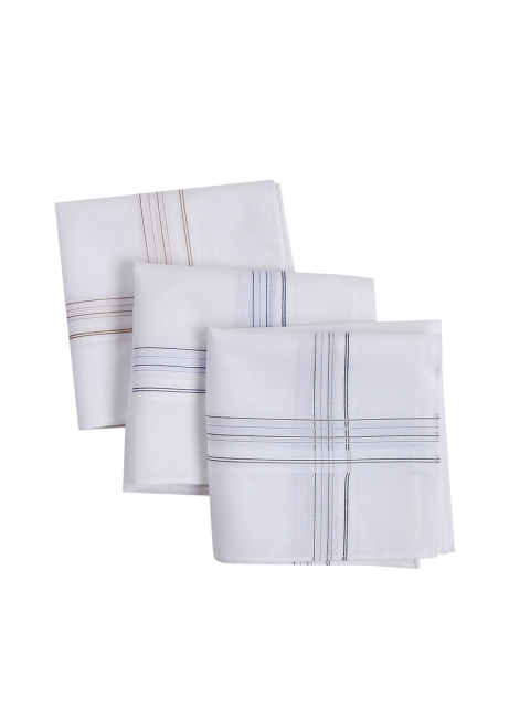 

RICHARD PARKER by Pantaloons Men Pack of 3 White Cotton Handkerchiefs