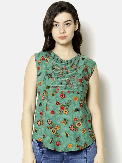 

V2 Value & Variety Green Floral Regular Top