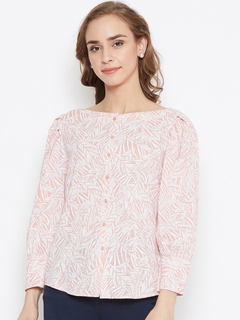 

Madame Peach-Coloured & Off White Shirt Style Top