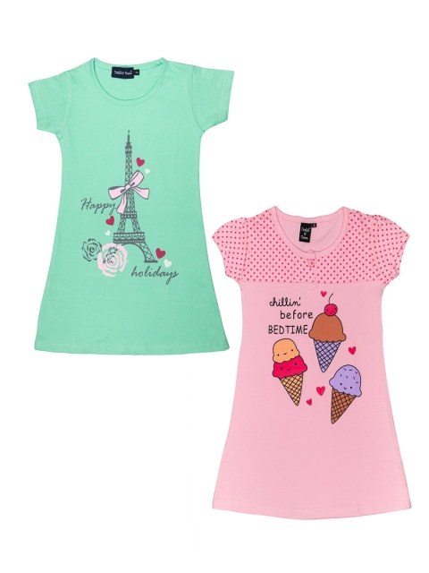 

Todd N Teen Girls Pack of 2 Printed Nightdresses, Green