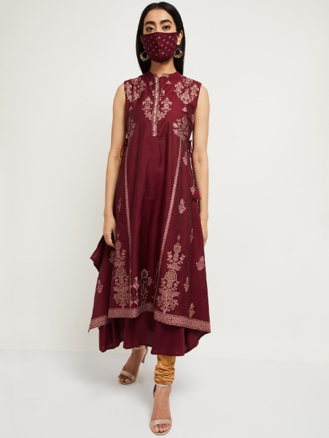 

max Women Purple Floral Printed Kurta
