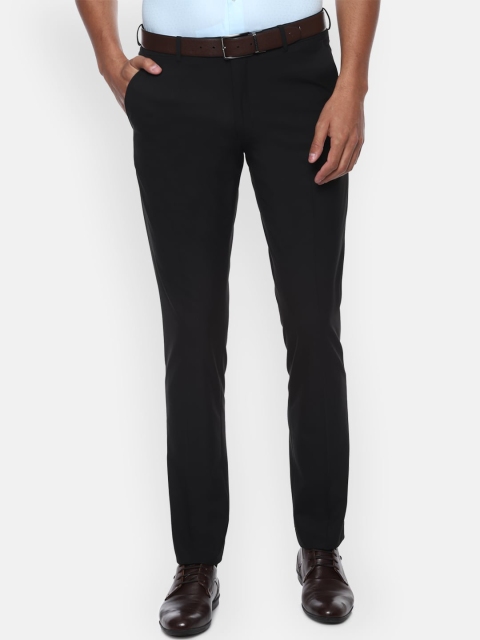 

Van Heusen Men Black Slim Fit Solid Formal Trousers