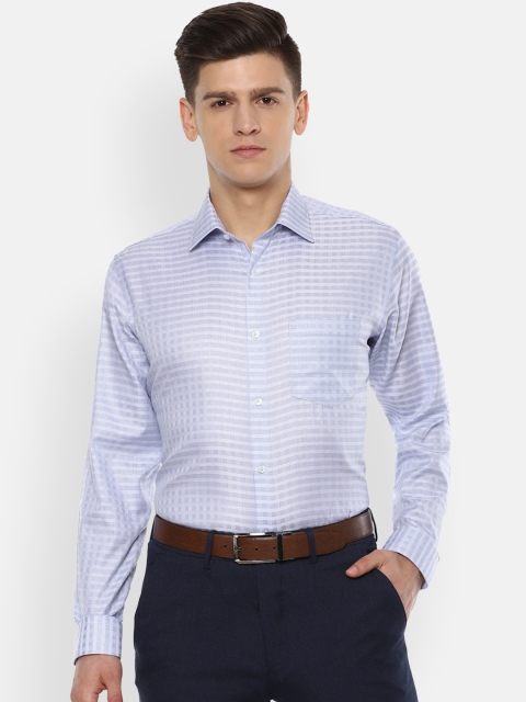 

Van Heusen Men Blue & Off-White Regular Fit Checked Formal Shirt