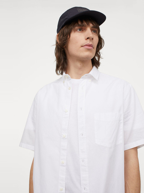 

H&M Men White Solid Regular Fit Shirt