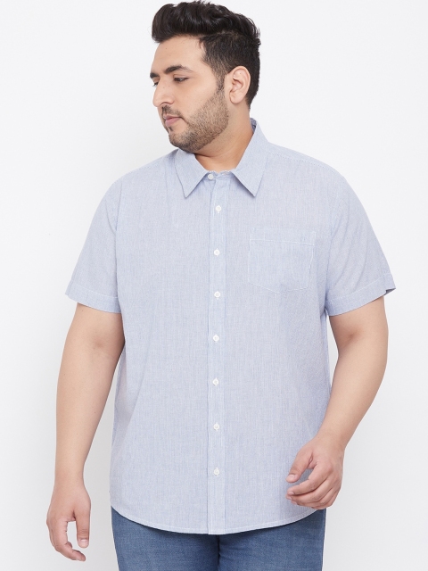 

bigbanana Men Blue & Off-White Regular Fit Striped Casual Shirt