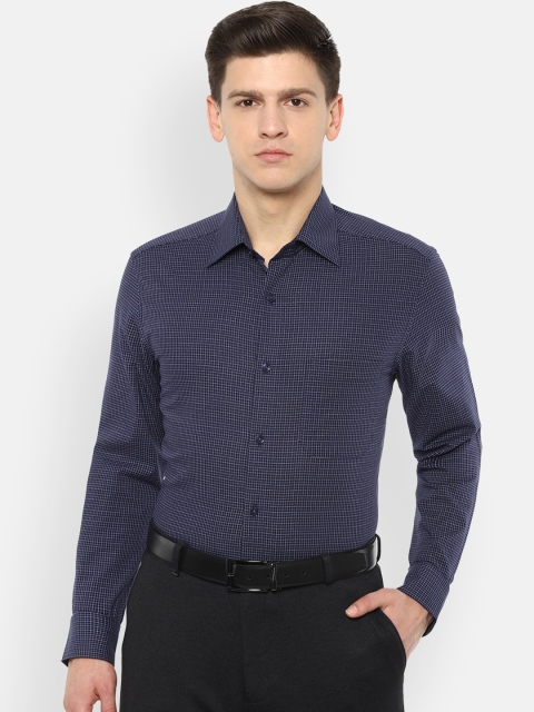 

Louis Philippe Men Navy Blue Regular Fit Checked Casual Shirt